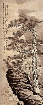 Shitao pin en el acantilado 1707 tinta china antigua Pinturas al óleo